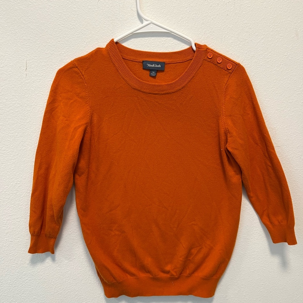 ModCloth Burnt Orange Button Shoulder Sweater | Size M